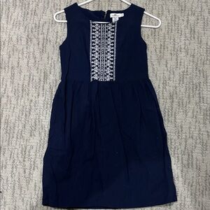 Vineyard Vines Navy Blue Sleeveless Embroidered Front Girls Dress